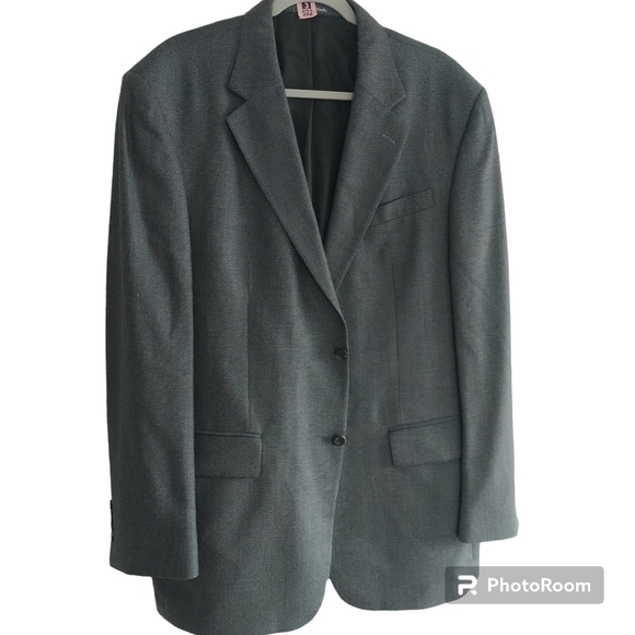 Oscar de la Renta Classic Grey Brown Blend Silk Wool Blazer Jacket 44L - Picture 1 of 11